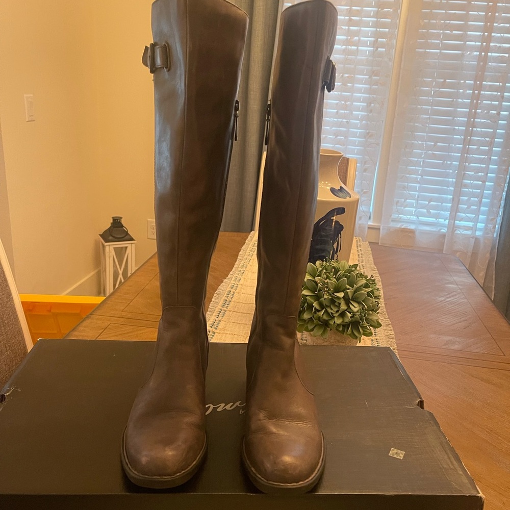 Born Gray Tall Riding Boots